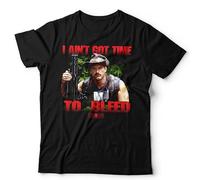 I Ain’t Got Time to Bleed Unisex T-Shirt - Classic 80s Action Quote Tee with Tough Guy Vibes - XL Black
