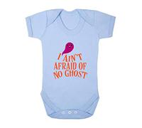 I Ain't Afraid of No Ghost Halloween Statement Baby Grow Vest, 0-3 Months, Pastel Blue