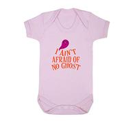 I Ain't Afraid of No Ghost Halloween Statement Baby Grow Vest, 0-3 Months, Pastel Pink