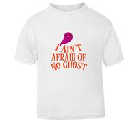 I Ain't Afraid of No Ghost Halloween Statement Short Sleeve Cotton Kids t Shirt, 2-3 Years, White