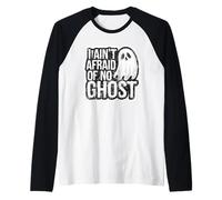 I Ain't Afraid of No Ghost Retro Distressed Funny Halloween Raglan Baseball Tee