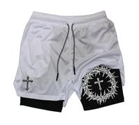 I All Things Through Christ Who Strengthens Track Short I All Things Through Christ 2 in 1 Sport Shorts Men Basketball Shorts (White, S)