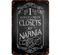 I Always Check Closets For Narnia Tin 8X12 Inch Retro Look Decoration Crafts Sign for Home Kitchen Bathroom Farm Garden Garage Inspirational Quotes Wall Decor