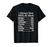 I Always Give 100% At Work Funny Office Humor T-Shirt