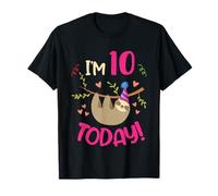 I am 10 Today Kids birthday gift for sloth Lover T-Shirt