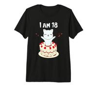 I am 18! Cute cat/Kitten with Birthday Cake Premium T-Shirt