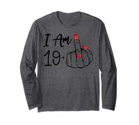 I Am 19 Plus 1 Middle Finger 20th Women Birthday Ring Heart Long Sleeve T-Shirt