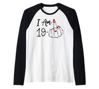 I Am 19 Plus 1 Middle Finger 20th Women Birthday Ring Heart Raglan Baseball Tee