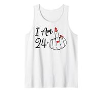 I Am 24 Plus 1 Middle Finger 25th Women Birthday Ring Heart Tank Top