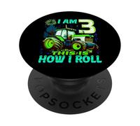 I Am 3 This is How I Roll Two Years Old Tractor 3rd Birthday PopSockets Adhesive PopGrip