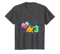 I am 3 with Gold Fish - Kids Birthday 3 Years Old T-Shirt, Youth, Dark Heather Grey, Medium