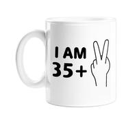 I Am 37 Mug | 35 + 2, Funny, Deadpan 37th Birthday Mug for Friend, Son, Daughter, Brother, Sister, Thirty Seventh, Novelty 2 Fingers Up Mug