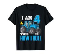 I Am 4 This is How I Roll 4th Birthday Four Years Tractor T-Shirt