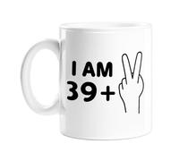 I Am 41 Mug | 39 + 2, Funny, Deadpan 41st Birthday Mug for Friend, Son, Daughter, Brother, Sister, Forty First, Novelty 2 Fingers Up Mug