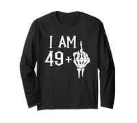 I Am 49 Plus 1 Middle Finger Skeleton 50th Birthday Long Sleeve T-Shirt