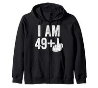 I Am 49 Plus Middle Finger Shirt Men Women 50th Birthday Zip Hoodie