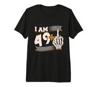 I Am 49 Plus Middle Finger Skeleton Bone Funny 50th Birthday Premium T-Shirt