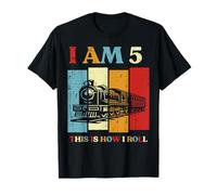 I Am 5 This is How I Roll Train 5th Bday Five Year Old Boys T-Shirt