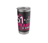 I Am 51 Plus 1 Middle Finger Pink Queen Crown 52nd Birthday Stainless Steel Insulated Tumbler