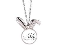 I am 666 years old Age Elderly Rabbit Necklace Pendant Bunny Animal Jewelry Gift