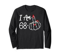 I Am 68 Plus 1 Middle Finger 69th Women Birthday Ring Heart Long Sleeve T-Shirt