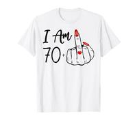 I Am 70 Plus 1 Middle Finger 71st Women Birthday Ring Heart T-Shirt