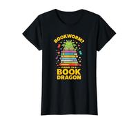 I am a Book Dragon not a Bookworm for an English Teacher Value Graphic T-Shirt, Women, Black, L