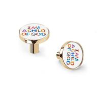 I Am A Child of God Cabinet Knobs and Wall Hooks, 6 Pack Modern Drawer Pulls with Golden-Style-1 Base, Solid Zinc Alloy Handles for Kitchen, Bathroom, Dresser