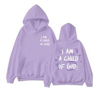 I AM A CHILD OF GOD Christian Hoodies for Women UK Oversized Jesus Hoodie for Women Plus Sized Sweatshirts Long Sleeve Womens Pullover With Pocket 2025 New