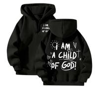 I Am A Child of God Sporty Hoodies for Women Loose Fit Casual Essential Pullover Sweatshirts Workou Christian with Hood Zipper Jesus Pullover Hoodies 2025 Country Thin Cute Preppy Black