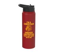 I Am A Christian Under Construction God's Not Done Lion Stainless Steel Insulated Water Bottle