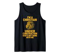 I Am A Christian Under Construction God's Not Done Lion Tank Top