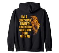 I Am A Christian Under Construction God's Not Done Lion Zip Hoodie