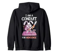 I Am A Conduit For Nonsense Funny Rabbit Family Zip Hoodie