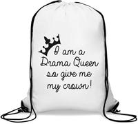 I AM A Drama Queen So Give Me My Crown Gym Sack Casual Drawstring Bag White