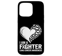 I Am A Fighter Lung Cancer Awareness Heart Case for iPhone 15 Pro Max