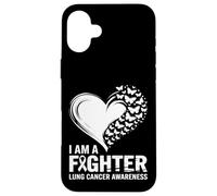 I Am A Fighter Lung Cancer Awareness Heart Case for iPhone 16 Plus