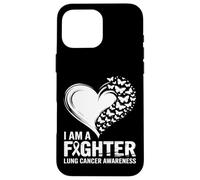 I Am A Fighter Lung Cancer Awareness Heart Case for iPhone 16 Pro Max