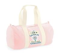 I Am A Genius. What's Your Superpower? Great Gift for Christmas, Birthdays, and Any Special Day, Barrel Bag, Holdall Zip Sports Duffle Bag. (Classic Pink)