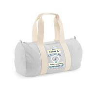 I Am A Genius. What's Your Superpower? Great Gift for Christmas, Birthdays, and Any Special Day, Barrel Bag, Holdall Zip Sports Duffle Bag. (Light Grey)