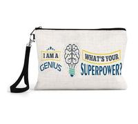 I Am A Genius. What's Your Superpower? Great Gift for Christmas, Birthdays, and Any Special Day, Multipurpose Zip Pouch for Makeup, Small Travel Organiser.