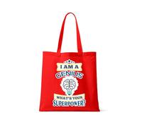 I Am A Genius. What's Your Superpower? Great Gift for Christmas, Birthdays, and Any Special Day, Reusable Bag, Shopping Tote Bag. (Red)