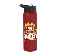 I am A Grammar Queen Funny English Teacher Stainless Steel Insulated Water Bottle