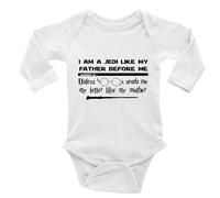 I Am A Jedi Like My Father Before Me Rompers Long Sleeve Baby One-Piece Clothing C-White