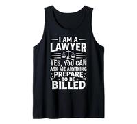 I Am A Lawyer Prepare to Be Billed Funny Scales Gavel Design Tank Top