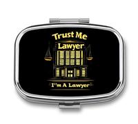 I Am A Lawyer Trust Me Travel Pill Organizer Small Square Metal Portable Medicine Case Box for Purse Pocket