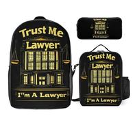 I Am A Lawyer Trust Me Trendy Backpack Set for Unisex Lightweight 17inch Daypack with Lunch Bag And Pencil Case 3pcs
