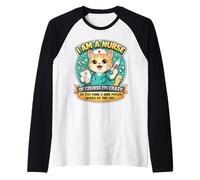 I Am A Nurse of Course I'm Crazy Funny Nursing Cat Joke Fun Raglan Baseball Tee