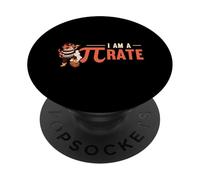 I am A Pi-Rate Pirate Cat Mathematical Symbol Pi Day PopSockets Adhesive PopGrip