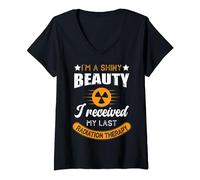 I Am A shiny Beauty, Radiation Therapy, Cancer Awareness V-Neck T-Shirt